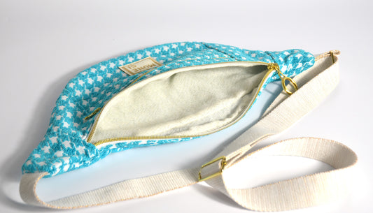 Sac Banane Pied de Coq Turquoise