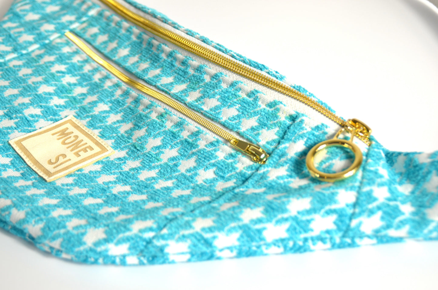 Sac Banane Pied de Coq Turquoise