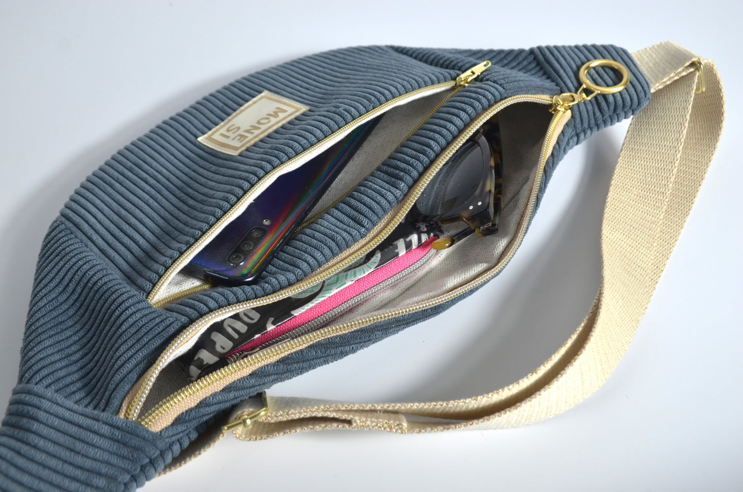 Sac Banane Velours Bleu Jean