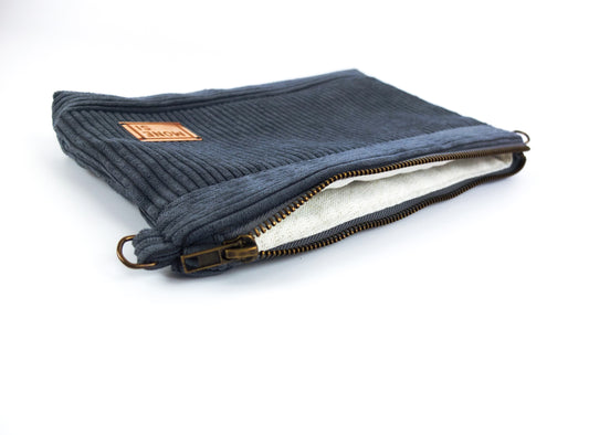 Sac pochette velours bleu jean