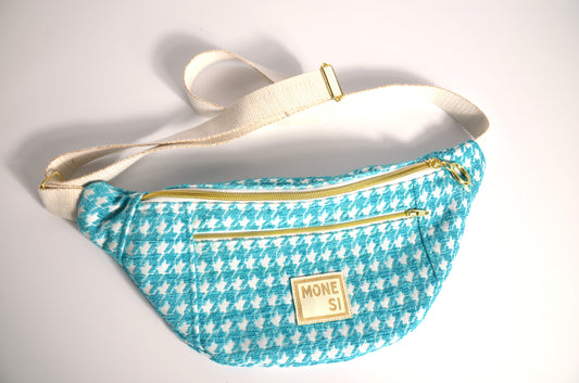 Sac Banane Pied de Coq Turquoise