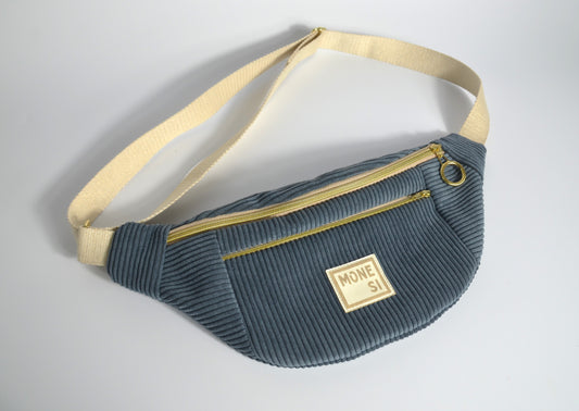 Sac Banane Velours Bleu Jean